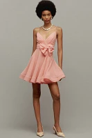 Mac Duggal Sleeveless V-Neck Bow Mini Dress