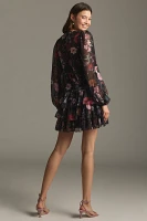 Mac Duggal Long-Sleeve Ruffled Chiffon Mini Dress