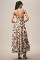 Mac Duggal Square-Neck 3D Floral Tiered Maxi Dress