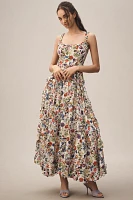 Mac Duggal Square-Neck 3D Floral Tiered Maxi Dress