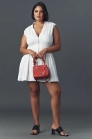 The Tommie Cap-Sleeve Smocked Front-Zip Shirt Dress: Linen Mini Edition