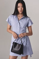 Mave Button-Front Wrap Mini Shirt Dress