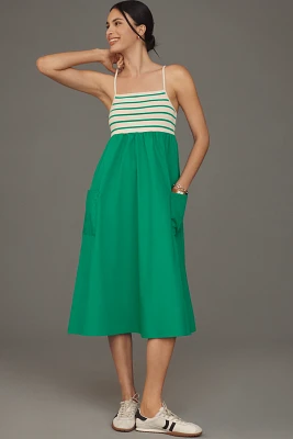 By Anthropologie Square-Neck A-Line Midi Dress