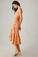 By Anthropologie Strapless A-Line Ruffle-Hem Dress