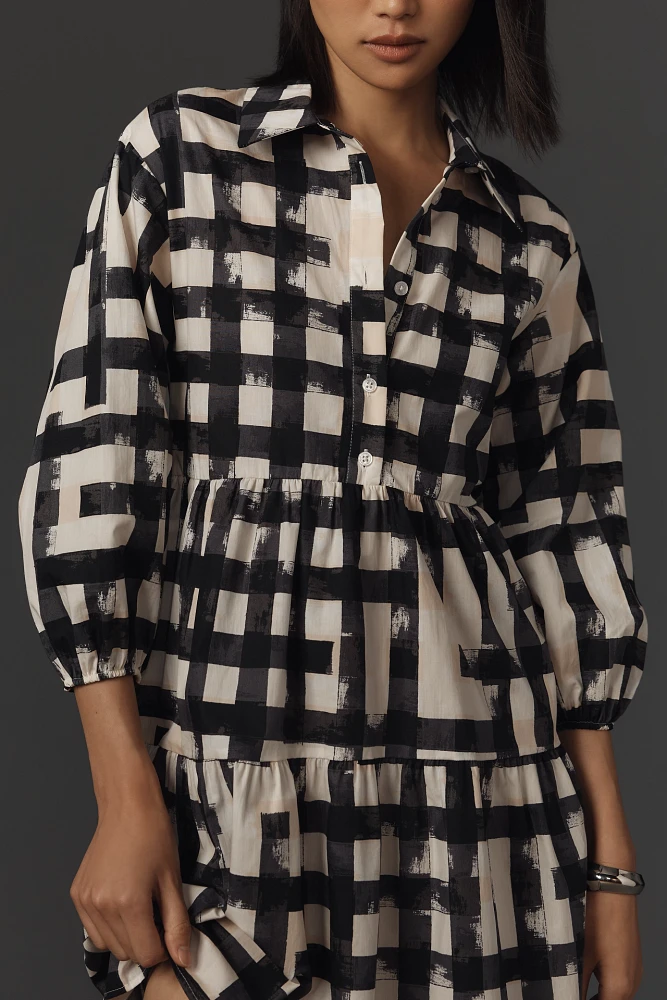 The Bettina Tiered Mini Shirt Dress by Maeve