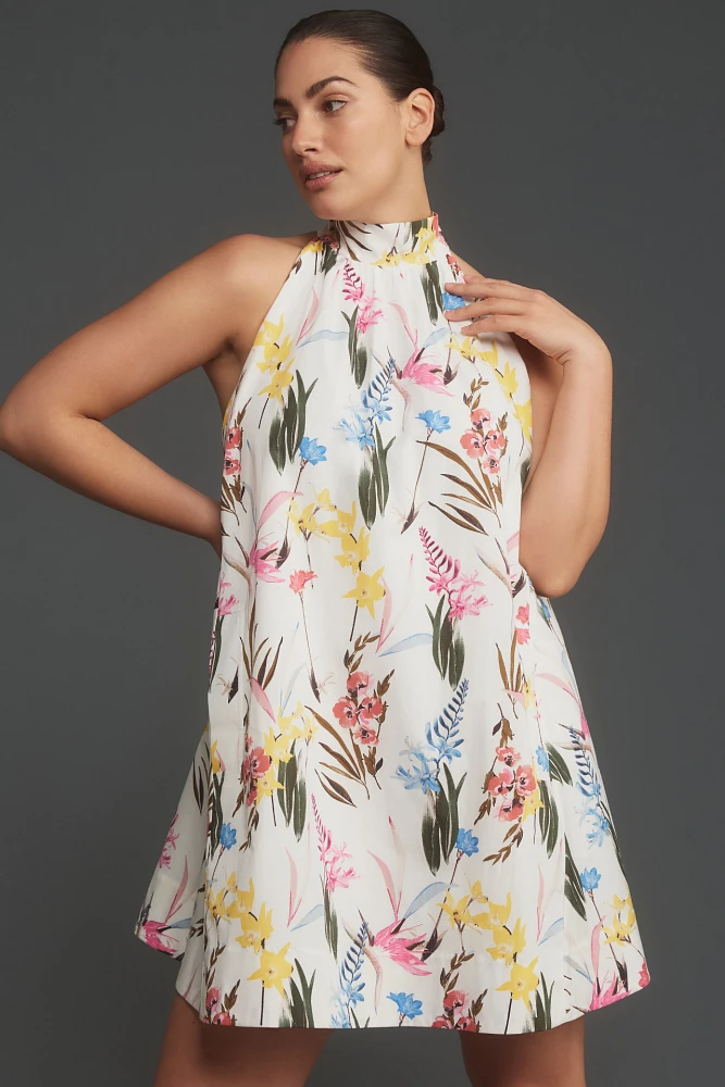 The Lucey Halter Poplin Mini Dress by Maeve