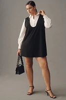 Maeve Long-Sleeve Twofer Pinafore Mini Dress