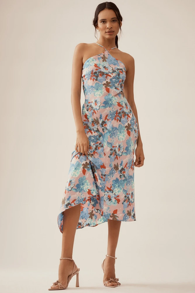 By Anthropologie Halter Slip Midi Dress