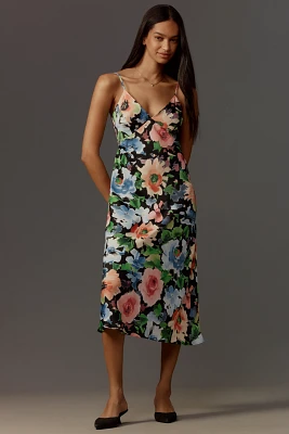 By Anthropologie Sleeveless V-Neck Slip Midi Dress