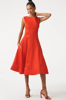 By Anthropologie Boat-Neck Drop-Waist Midi Dress