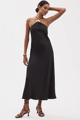 By Anthropologie Halter Slip Midi Dress