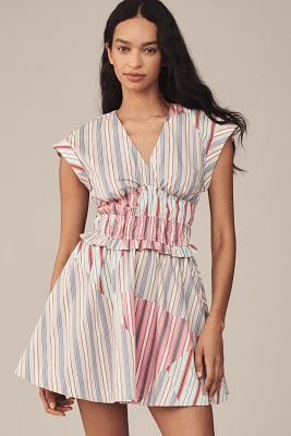 By Anthropologie Cap-Sleeve V-Neck A-Line Mini Dress