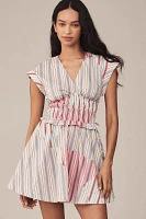 By Anthropologie Cap-Sleeve V-Neck A-Line Mini Dress