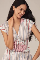 By Anthropologie Cap-Sleeve V-Neck A-Line Mini Dress