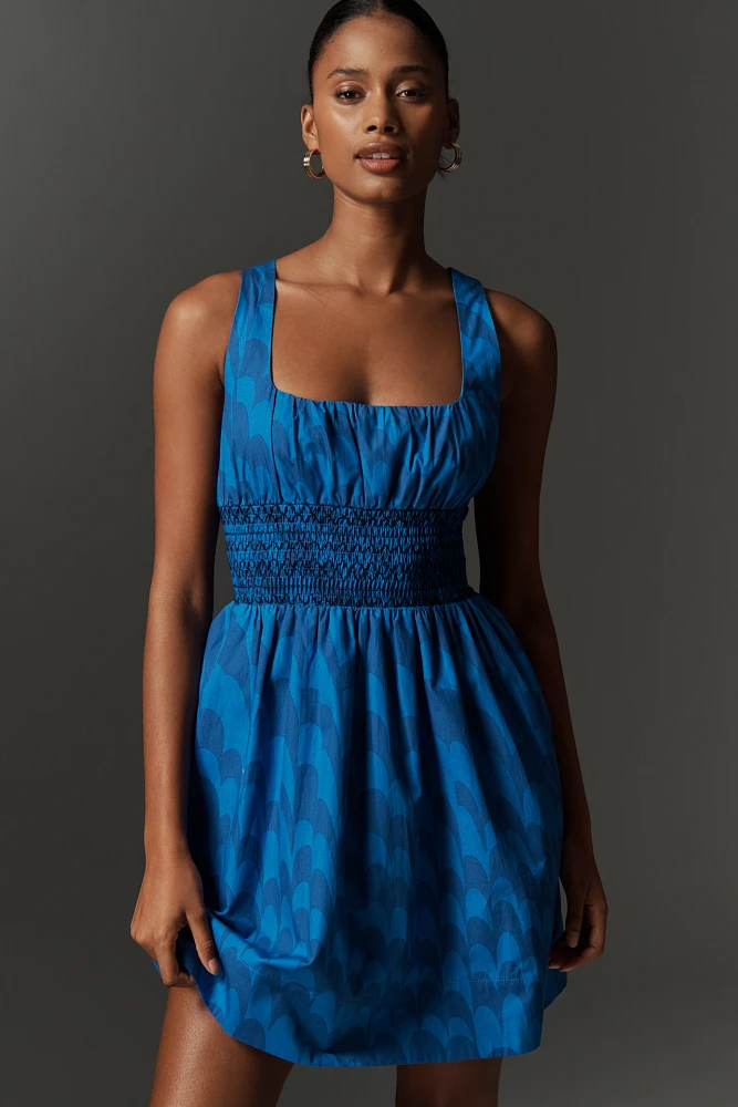 Maeve Sleeveless Square-Neck Smocked Mini Dress