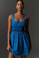 Maeve Sleeveless Square-Neck Smocked Mini Dress