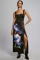 By Anthropologie Sleeveless Floral Slim Maxi Dress