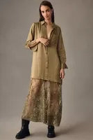 By Anthropologie Lace Mix Twofer Satin Maxi Dress