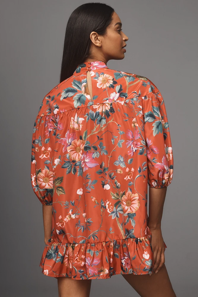 By Anthropologie Long-Sleeve Mock-Neck Swing Mini Dress