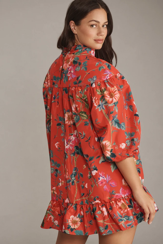 By Anthropologie Long-Sleeve Mock-Neck Swing Mini Dress