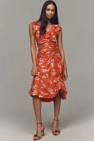 By Anthropologie V-Neck Ruched Midi Dress