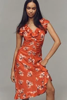 By Anthropologie V-Neck Ruched Midi Dress