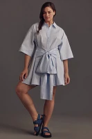 Mare Short-Sleeve Wrap Mini Shirt Dress