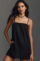 Mare Square-Neck Linen A-Line Mini Dress
