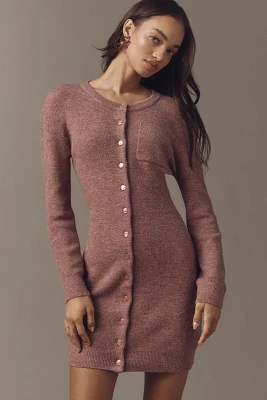 Mare Long-Sleeve Button-Front Sweater Mini Dress