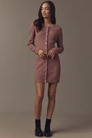 Mare Long-Sleeve Button-Front Sweater Mini Dress