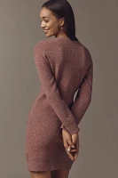 Mare Long-Sleeve Button-Front Sweater Mini Dress