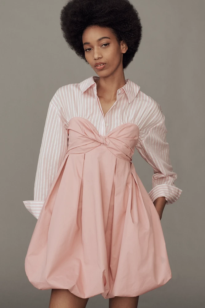 Mare Layered Twofer Bubble Mini Shirt Dress