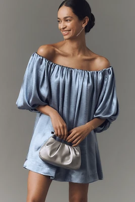 Mare Off-The-Shoulder Puff-Sleeve Shine Mini Dress
