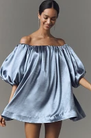 Mare Off-The-Shoulder Puff-Sleeve Shine Mini Dress