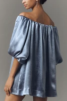 Mare Off-The-Shoulder Puff-Sleeve Shine Mini Dress