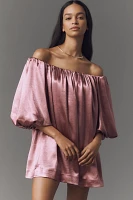 Mare Off-The-Shoulder Puff-Sleeve Shine Mini Dress