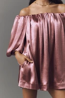 Mare Off-The-Shoulder Puff-Sleeve Shine Mini Dress