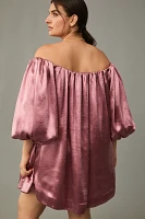 Mare Off-The-Shoulder Puff-Sleeve Shine Mini Dress