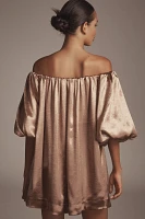 @heynasreen x Mare Off-The-Shoulder Puff-Sleeve Shine Mini Dress