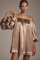 @heynasreen x Mare Off-The-Shoulder Puff-Sleeve Shine Mini Dress