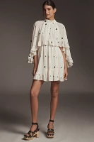 Mare Embroidered Chiffon Cape Swing Mini Dress