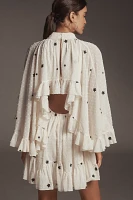 Mare Embroidered Chiffon Cape Swing Mini Dress