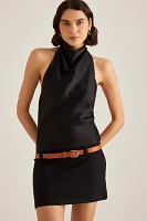 Maeve Cowl-Neck Belted Mini Dress