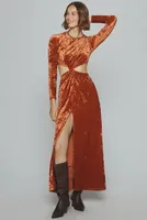 Significant Other Long-Sleeve Cutout Velvet Midi Dress
