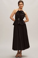 Acler Melton Halter Ruffled Belted Midi Dress