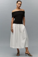 Central Park West Darcy Off-The-Shoulder Drop-Waist Twofer Midi Dress