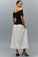 Central Park West Darcy Off-The-Shoulder Drop-Waist Twofer Midi Dress