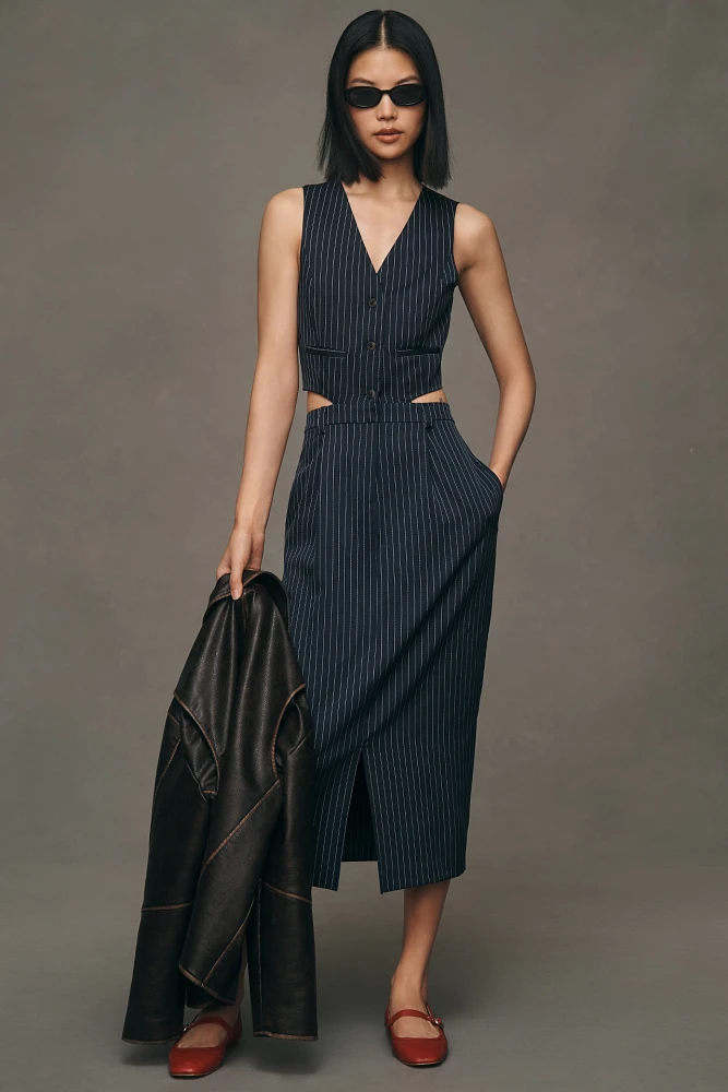 Grey Lab Vest Cutout Midi Dress