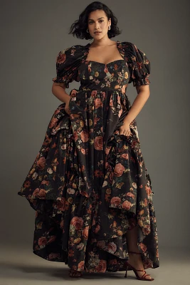 Selkie Plus Puff-Sleeve Tiered Maxi Dress