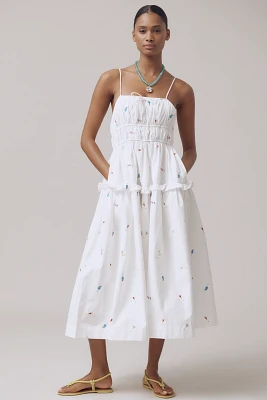 En Saison Nellie Sleeveless Smocked Midi Dress